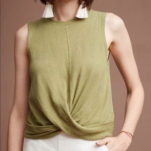 Anthropologie Twist Front Cropped Tank in Olive